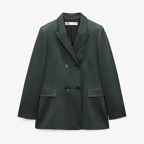 ZARA Emerald Green Satin Matching Coord Suit - Picture 5 of 16